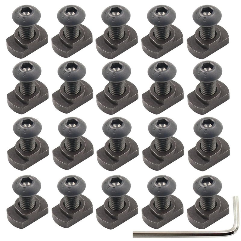 LThyzszb 24 Pack Mlok T-Nuts & Screws Replacement Sets M4 Steel, for Mlok System Accessory Installation, with Allen Key. (M4 Button-Head Cap) - Image 4